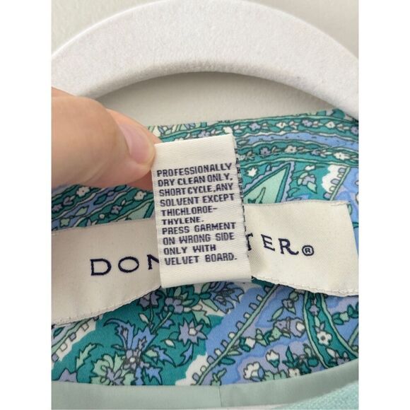 Doncaster Cotton Dress Spring Summer Blue Green Full Zip Paisley Print $425 - Picture 9 of 10